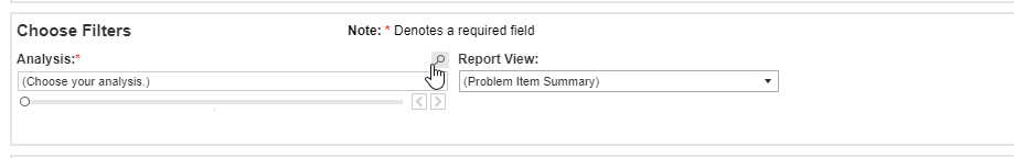 Problem Item Report filters